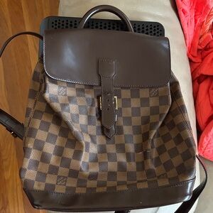 Luxury Brown Checkered Backpack
